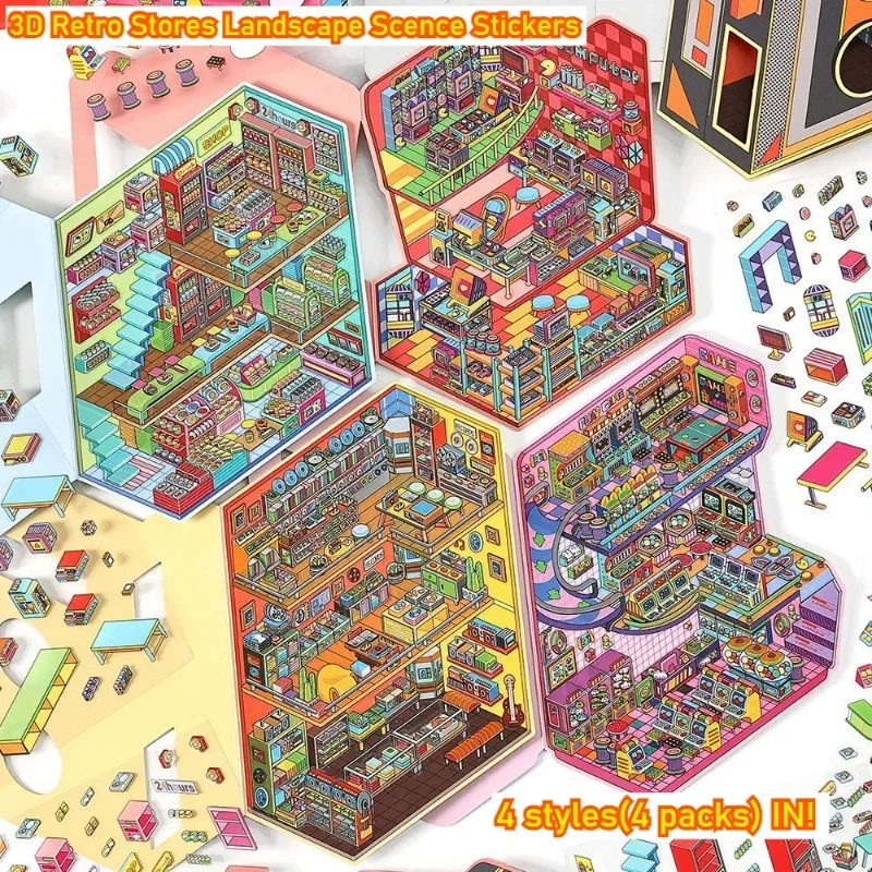 4 Packs Cartoon Today's Stores Digital Games Retro 3D Scence Sticker with Background Card DIY Holiday Gift Scrapbooking Big Size
4 Packs Cartoon Today's Stores Digital Games Retro 3D Scence Sticker with Background Card DIY Holiday Gift Scrapbooking Big Size