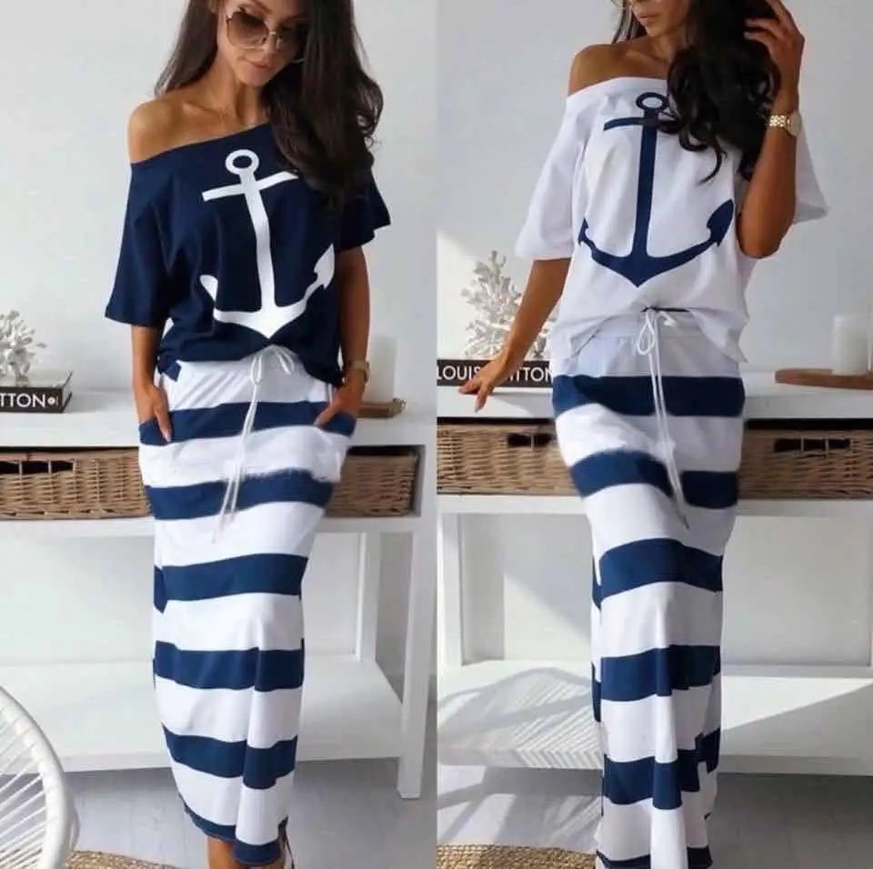 Naval Stripe Anchor Print Skirt Set AL088 Women's Fashion Casual Sportswear Two-Piece Set Sweet Style Spring Season
Naval Stripe Anchor Print Skirt Set AL088 Women's Fashion Casual Sportswear Two-Piece Set Sweet Style Spring Season