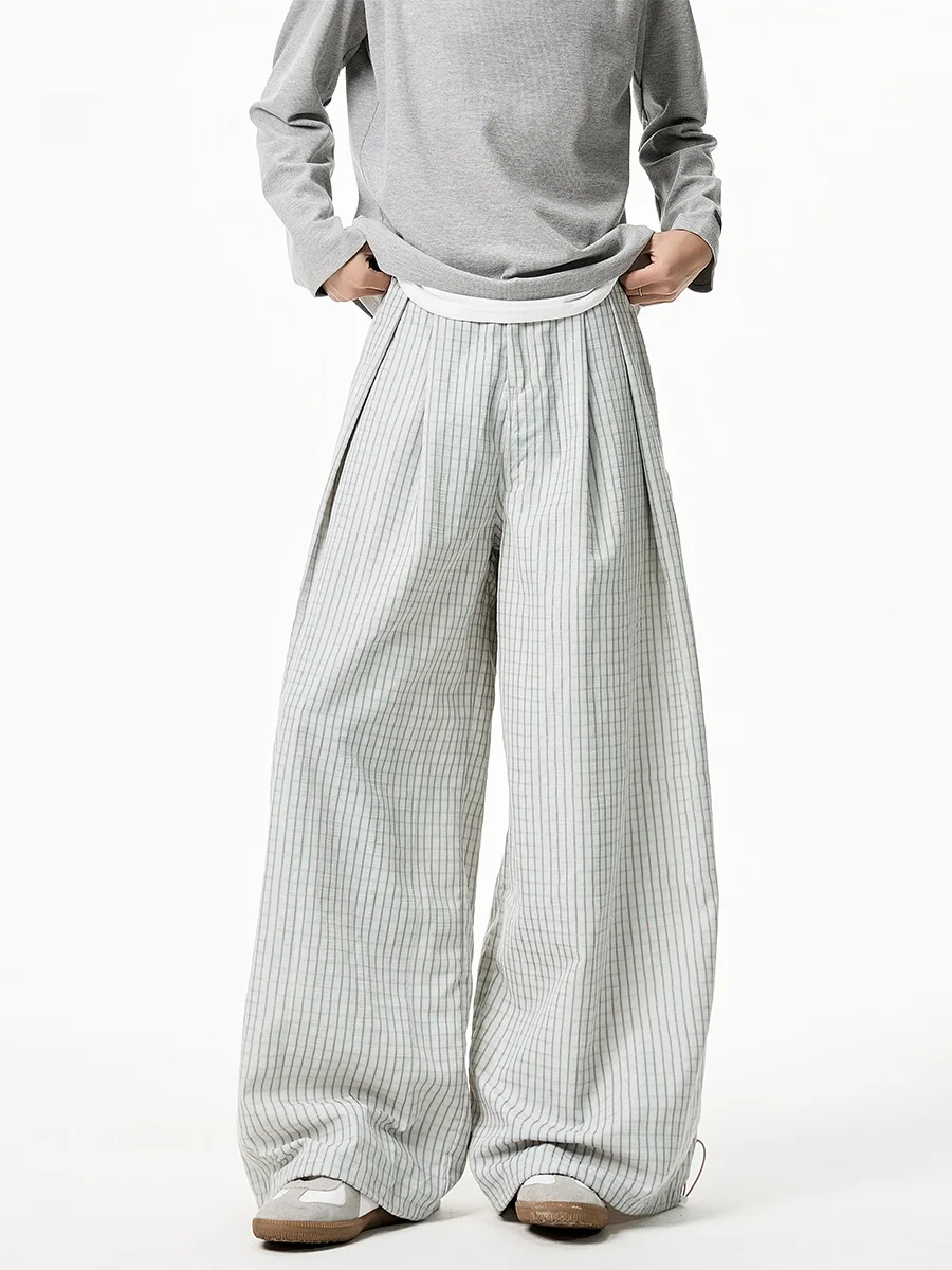 Men's Plaid Wide Leg Pants Spring Trendy Cleanfit Breathable Ice Silk Loose Straight Casual Long Trousers Faionable Springwear
Men's Plaid Wide Leg Pants Spring Trendy Cleanfit Breathable Ice Silk Loose Straight Casual Long Trousers Faionable Springwear