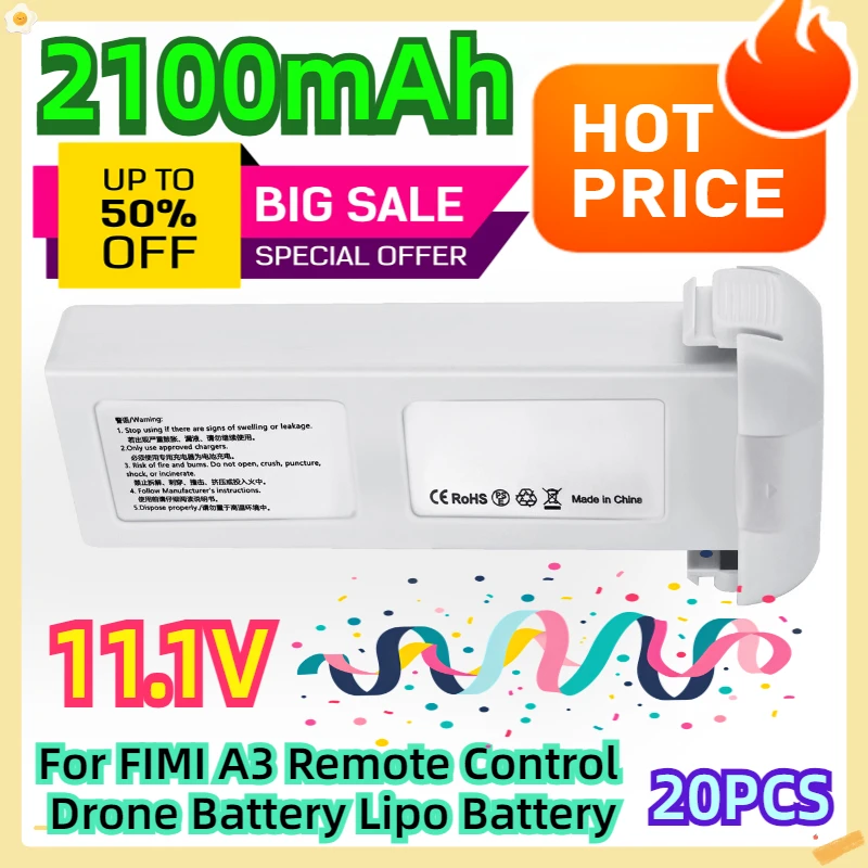 For FIMI A3 Remote Control Drone Battery 11.1V 2100mAh Lipo Battery 20pcs
For FIMI A3 Remote Control Drone Battery 11.1V 2100mAh Lipo Battery 20pcs