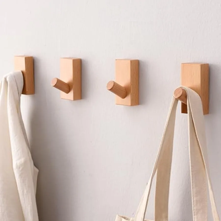 Wood Coat Hooks Wall Mounted - 4 Pack Wall Hooks for Hanging Robe and Towel Hooks for Bathroom, Natural Handmade Hat Hooks Heav
Wood Coat Hooks Wall Mounted - 4 Pack Wall Hooks for Hanging Robe and Towel Hooks for Bathroom, Natural Handmade Hat Hooks Heav
