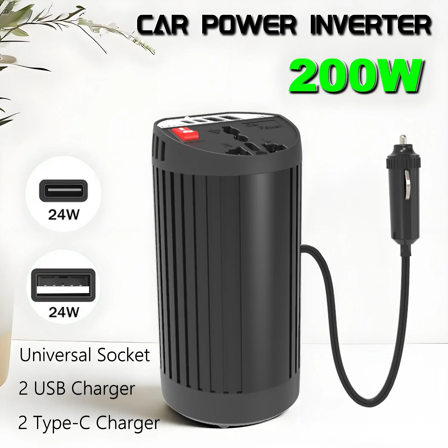 200W Power Inverter Car Mounted Inverter USB Voltage Transformer Portable DC 12V To AC 110/220V Conversion USB Battery Clip
200W Power Inverter Car Mounted Inverter USB Voltage Transformer Portable DC 12V To AC 110/220V Conversion USB Battery Clip