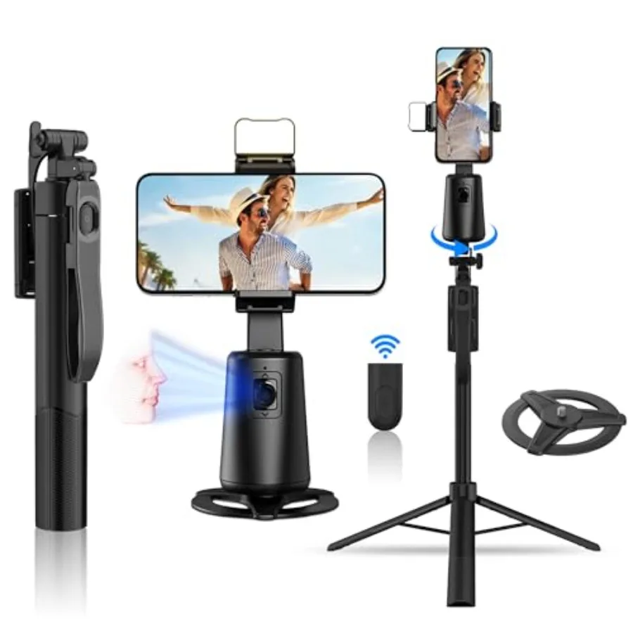 Auto Face Tracking Tripod 360° Rotation, 67" Tripod for iPhone Selfie Stick, Phone Tripod Stand Holder with Remote Gesture Cont
Auto Face Tracking Tripod 360° Rotation, 67" Tripod for iPhone Selfie Stick, Phone Tripod Stand Holder with Remote Gesture Cont