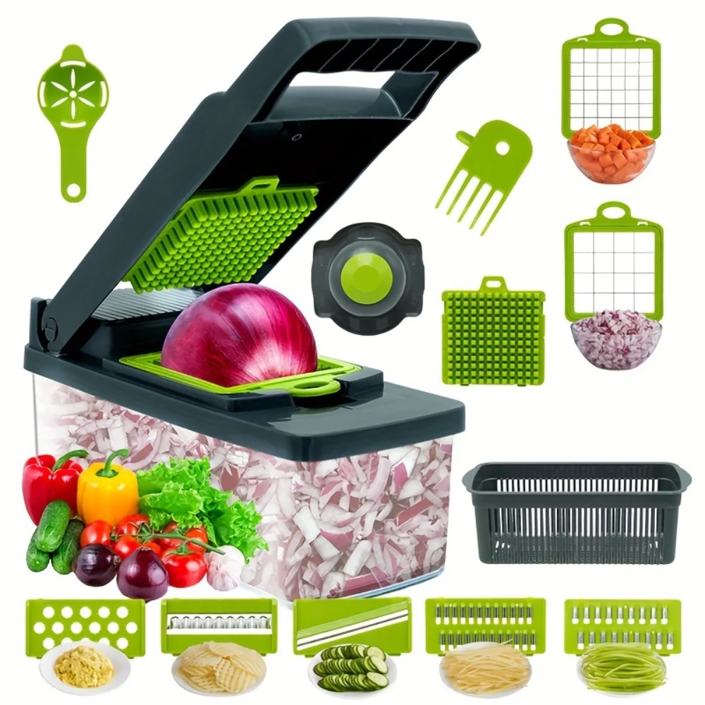 Portable Multifunctional Household Kitchen Gadgets 14pcs/Set Vegetable Chopper Slicer with Manual Food Grater, Cutter Onion Minc
Portable Multifunctional Household Kitchen Gadgets 14pcs/Set Vegetable Chopper Slicer with Manual Food Grater, Cutter Onion Minc
