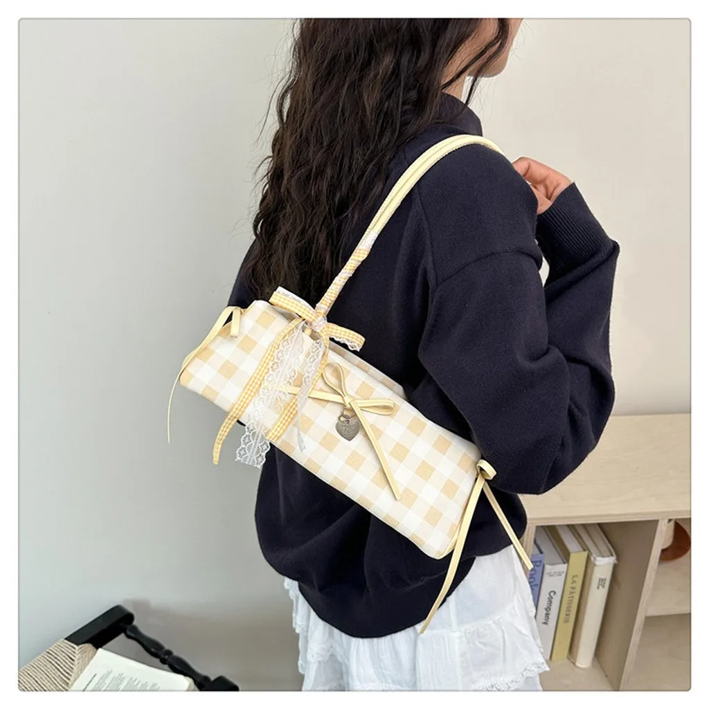 Bow Small Handbag Compact Pu Zipper Handbag Plaid Armpit Bag Classic Women'S Shoulder Handbag For Shopping Dating Daily Outings
Bow Small Handbag Compact Pu Zipper Handbag Plaid Armpit Bag Classic Women'S Shoulder Handbag For Shopping Dating Daily Outings