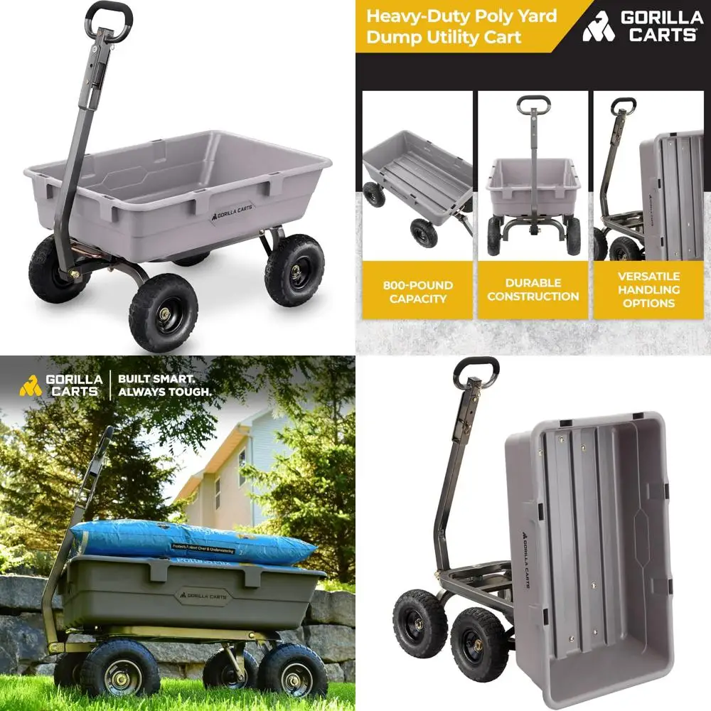 Сверхмощная полиэтиленовая тележка Gorilla Carts, ванна 5 куб. футов, грузоподъемность 800 фунтов, серая — буксируемая универсальная тележка с быстросъемным самосвалкой
Сверхмощная полиэтиленовая тележка Gorilla Carts, ванна 5 куб. футов, грузоподъемность 800 фунтов, серая — буксируемая универсальная тележка с быстросъемным самосвалкой