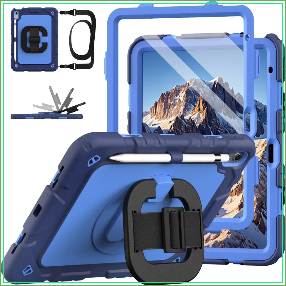 iPad A16 11th/10th Gen Case 2025/2022, 11/10.9 Inch Cover with Screen Protector, 360° Rotating Stand, Hand & Shoulder Strap, Pencil Holder
iPad A16 11th/10th Gen Case 2025/2022, 11/10.9 Inch Cover with Screen Protector, 360° Rotating Stand, Hand & Shoulder Strap, Pencil Holder