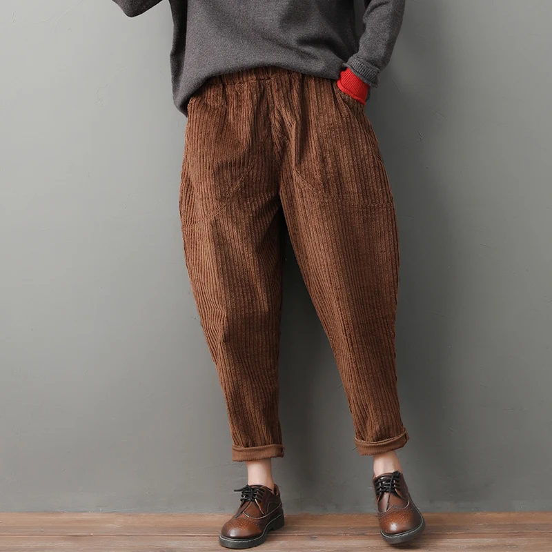 Corduroy Casual Pants For Women Winter New Solid Thicken Fleece Ankle Length Vintage Style All Match Pants Top Quality
Corduroy Casual Pants For Women Winter New Solid Thicken Fleece Ankle Length Vintage Style All Match Pants Top Quality