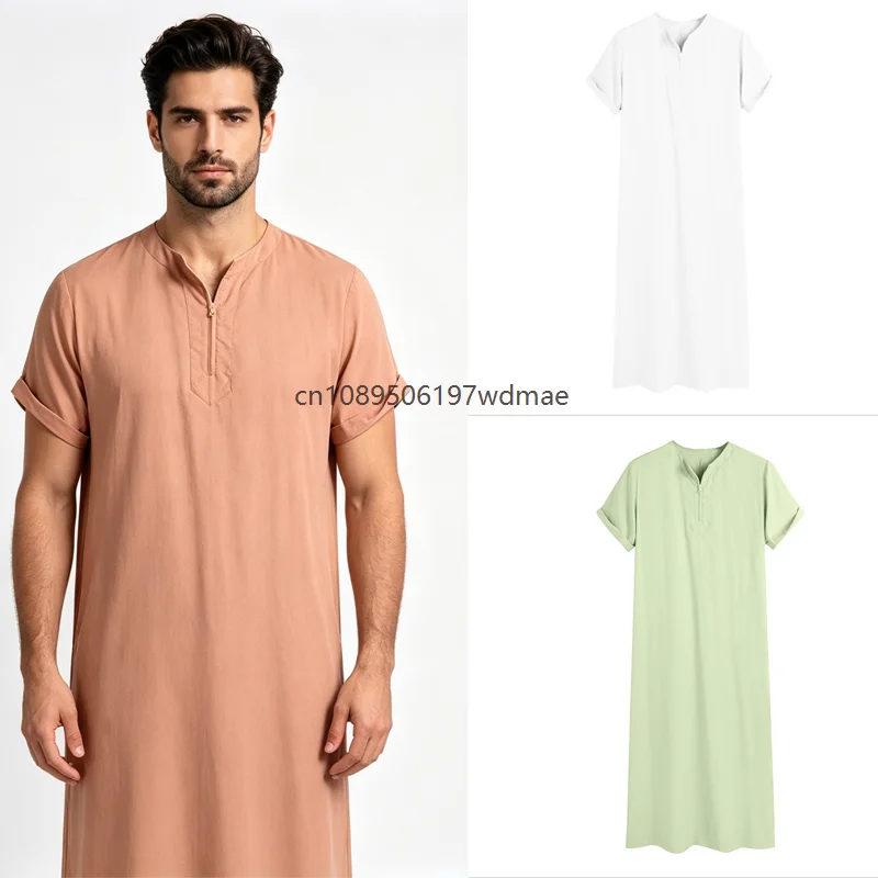Muslim Kaftan Men Short Sleeve Zipper Robes Abaya Ramadan Caftan Middle East Dubai Saudi Arabia Islamic Mens Cosplay Costumes
Muslim Kaftan Men Short Sleeve Zipper Robes Abaya Ramadan Caftan Middle East Dubai Saudi Arabia Islamic Mens Cosplay Costumes