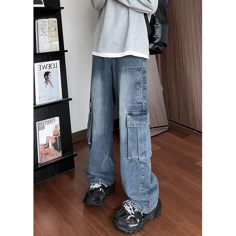Personalized retro blue workwear jeans men and women trendy straight tube washed multi pocket couple loose wide leg casual pants
Personalized retro blue workwear jeans men and women trendy straight tube washed multi pocket couple loose wide leg casual pants
