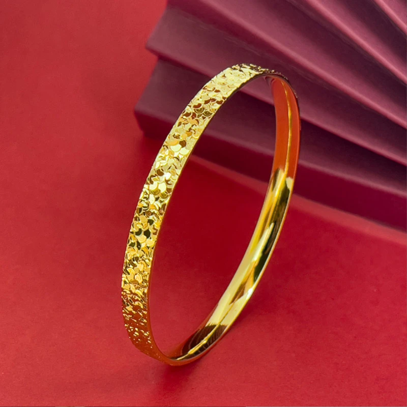 Luxurious AU999 24K Solid Gold Hammered Ice Cut Thin Closed Bangle, Sparkly Stackable Women Bracelet Wedding Daily Jewelry Gift
Luxurious AU999 24K Solid Gold Hammered Ice Cut Thin Closed Bangle, Sparkly Stackable Women Bracelet Wedding Daily Jewelry Gift