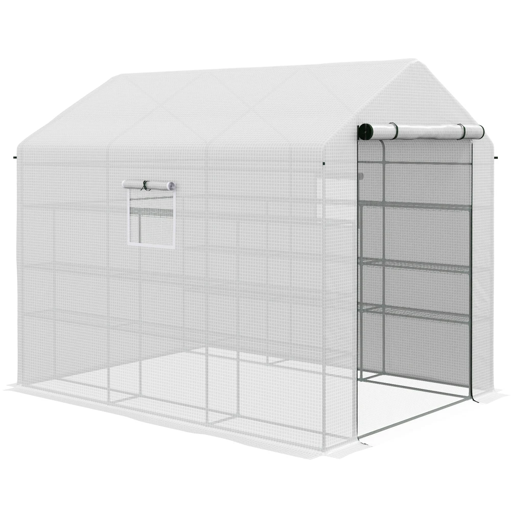 8x6x7 FT Walk In Greenhouse White Steel Frame With 18 Shelves Mini Greenhouse Cover For Flowers Vegetables Outdoor Plant Nursery
8x6x7 FT Walk In Greenhouse White Steel Frame With 18 Shelves Mini Greenhouse Cover For Flowers Vegetables Outdoor Plant Nursery