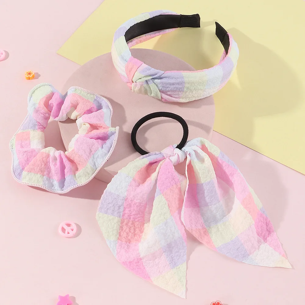 Summer New Hair Accessories 3 Piece Set Cute Grid Hair Hoop Hair Rope Combination Pink Girl Department Student Sweet Headwear
Summer New Hair Accessories 3 Piece Set Cute Grid Hair Hoop Hair Rope Combination Pink Girl Department Student Sweet Headwear