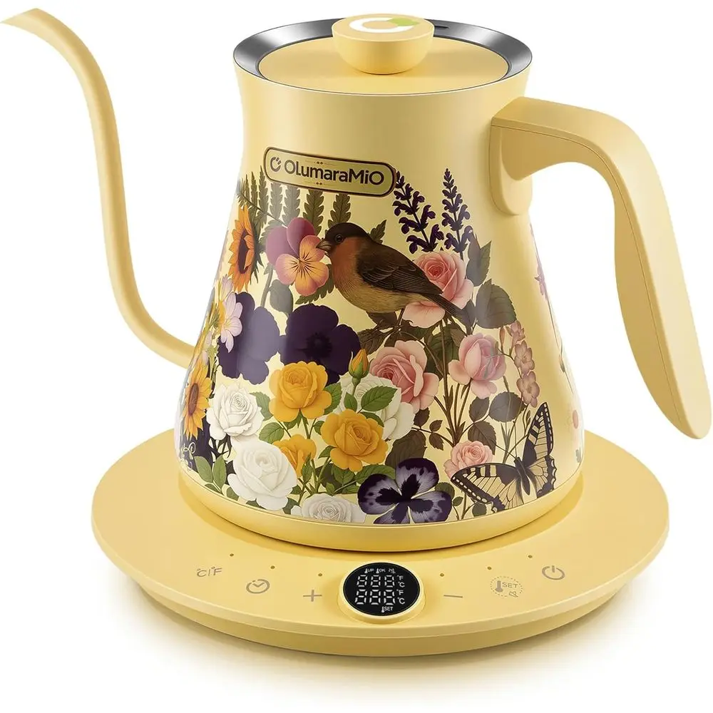 1.2L 27oz Electric Kettle - Precise Temp Control, Fast Boil, Auto-Off, Brew Timer, Stainless Steel, Floral
1.2L 27oz Electric Kettle - Precise Temp Control, Fast Boil, Auto-Off, Brew Timer, Stainless Steel, Floral