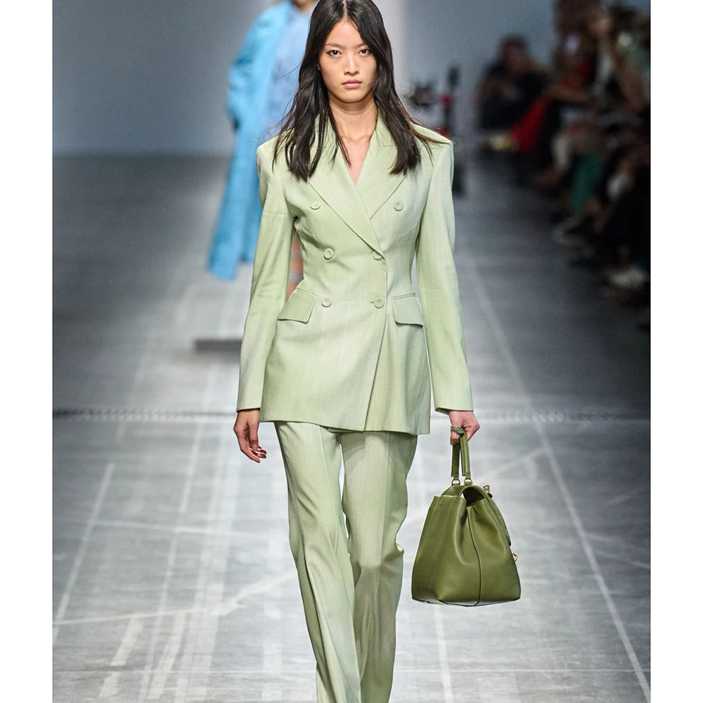 Mint Green Women Minimalist style Suit 2 Piece Jacket Pant Set Double-Breasted Peak Lapel Slim Female Office Clothing Outfits
Mint Green Women Minimalist style Suit 2 Piece Jacket Pant Set Double-Breasted Peak Lapel Slim Female Office Clothing Outfits
