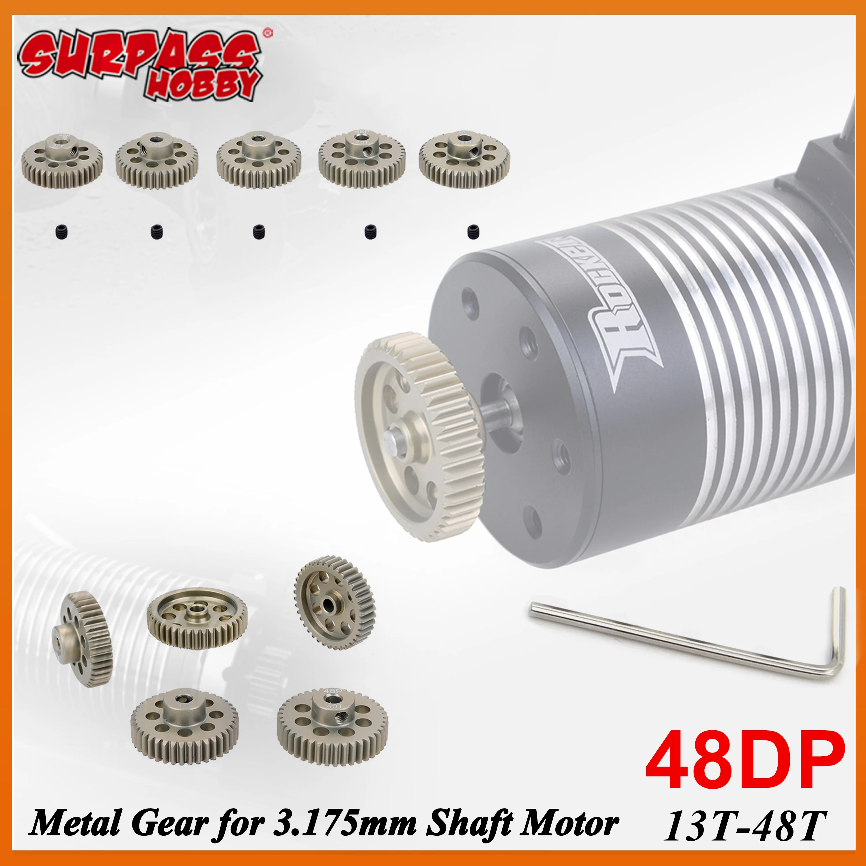 48DP 3.175mm Shaft 13T-20T 21T-30T 31T-48T Metal Pinion Motor Gear for 1/10 RC Car Off-road Buggy Monster Truck Model Toy Parts
48DP 3.175mm Shaft 13T-20T 21T-30T 31T-48T Metal Pinion Motor Gear for 1/10 RC Car Off-road Buggy Monster Truck Model Toy Parts