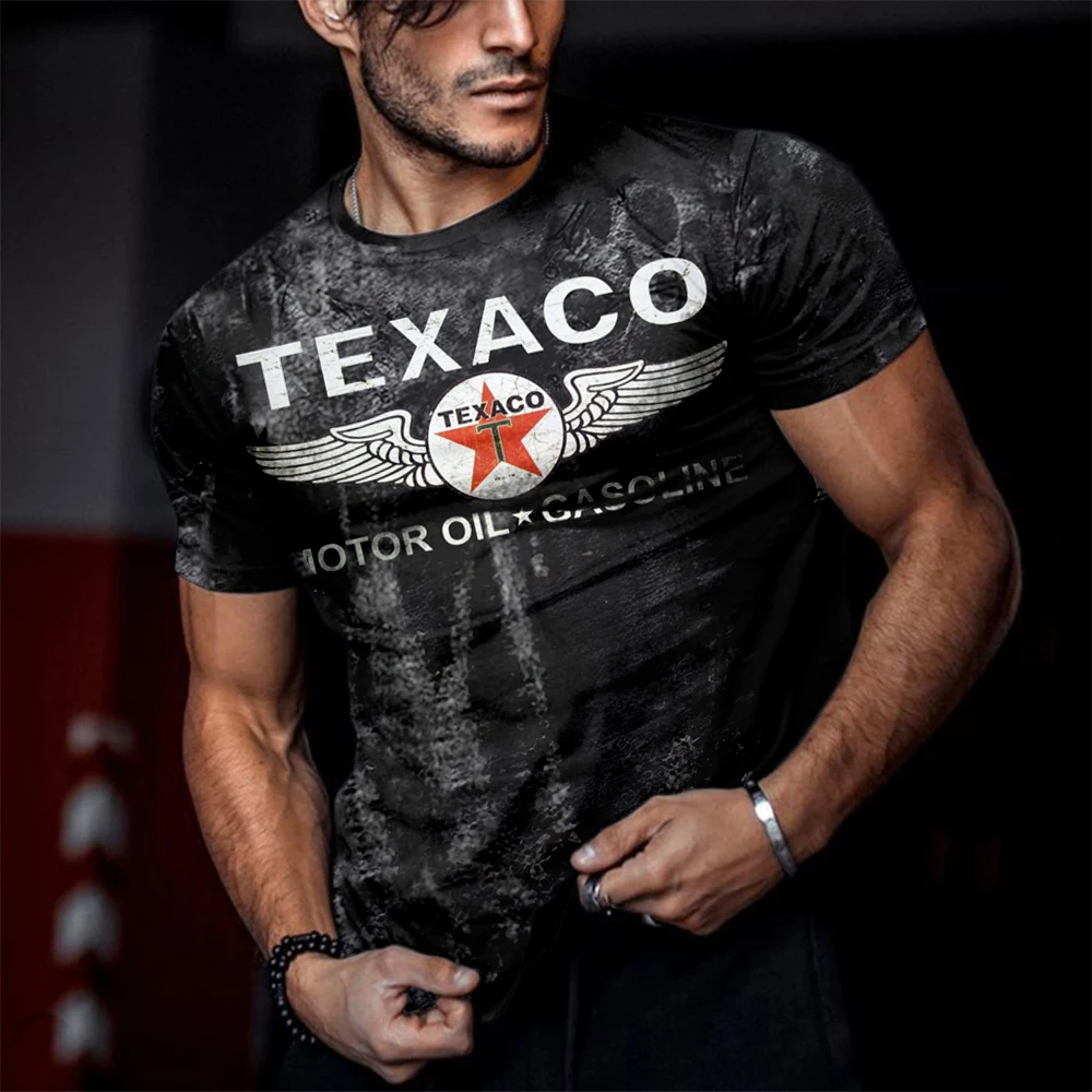 Summer men's top casual suit Old Texaco Fashion Men's T-shirt Vintage street sportswear 3D printed polyester breathable T-shirt
Summer men's top casual suit Old Texaco Fashion Men's T-shirt Vintage street sportswear 3D printed polyester breathable T-shirt