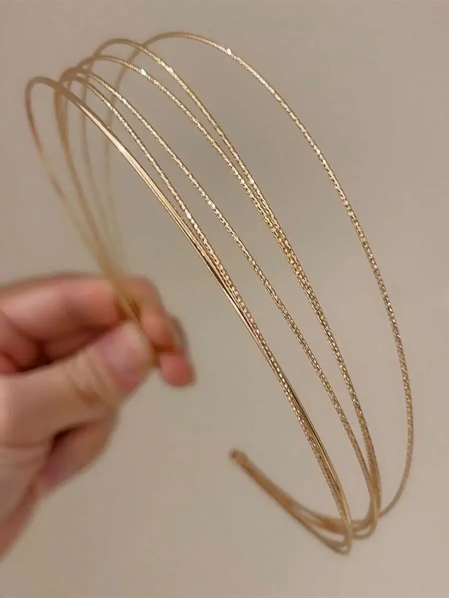 1 Set Of 5pcs Fine Wire Metal Headbands, Minimalist European & American Design Aesthetic Hairpins For Outings, Parties, Daily St
1 Set Of 5pcs Fine Wire Metal Headbands, Minimalist European & American Design Aesthetic Hairpins For Outings, Parties, Daily St