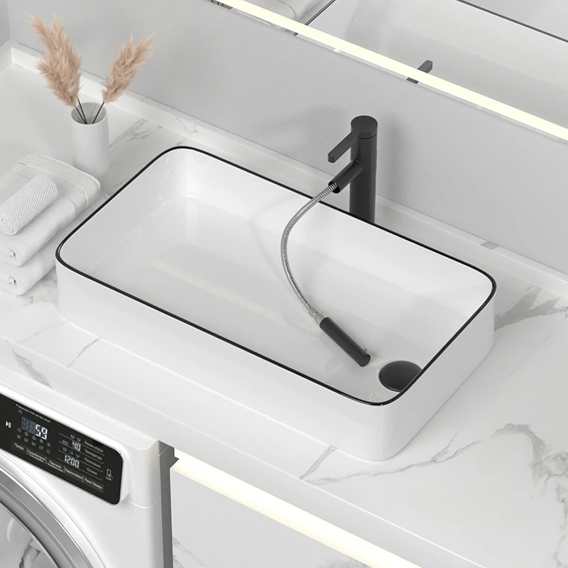 Modern Home Side Drain Bathroom Sinks Toilet Countertop Washbasin Black Offset Hole Balcony Ceramic Square Single Bathroom Sink
Modern Home Side Drain Bathroom Sinks Toilet Countertop Washbasin Black Offset Hole Balcony Ceramic Square Single Bathroom Sink