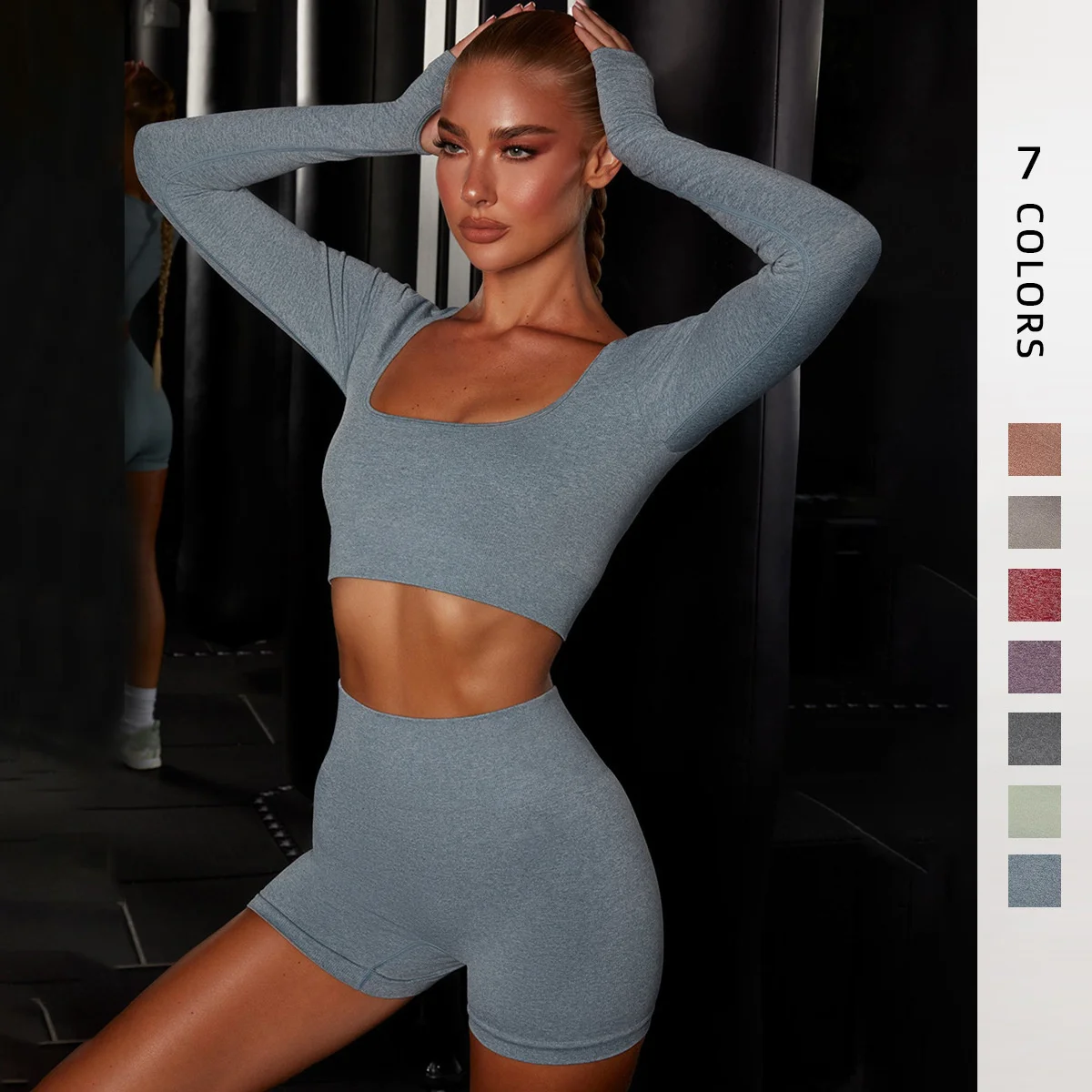 Women Sports Set 2023 Seamless Knitting Classic Long-sleeve Crop Top Shorts Yoga Suit Running Shorts Fitness Set
Women Sports Set 2023 Seamless Knitting Classic Long-sleeve Crop Top Shorts Yoga Suit Running Shorts Fitness Set