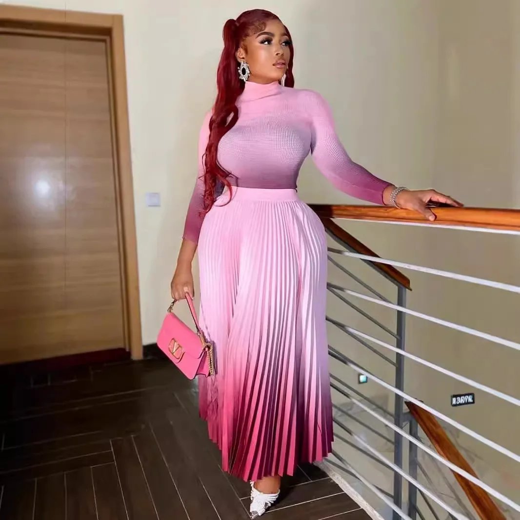 2025 New Top Quality ISSEYS MIYAKES Pleated Gradient Two Piece Set Casual Round Neck Long Sleeve Top Elegant Gradient Long Skirt
2025 New Top Quality ISSEYS MIYAKES Pleated Gradient Two Piece Set Casual Round Neck Long Sleeve Top Elegant Gradient Long Skirt