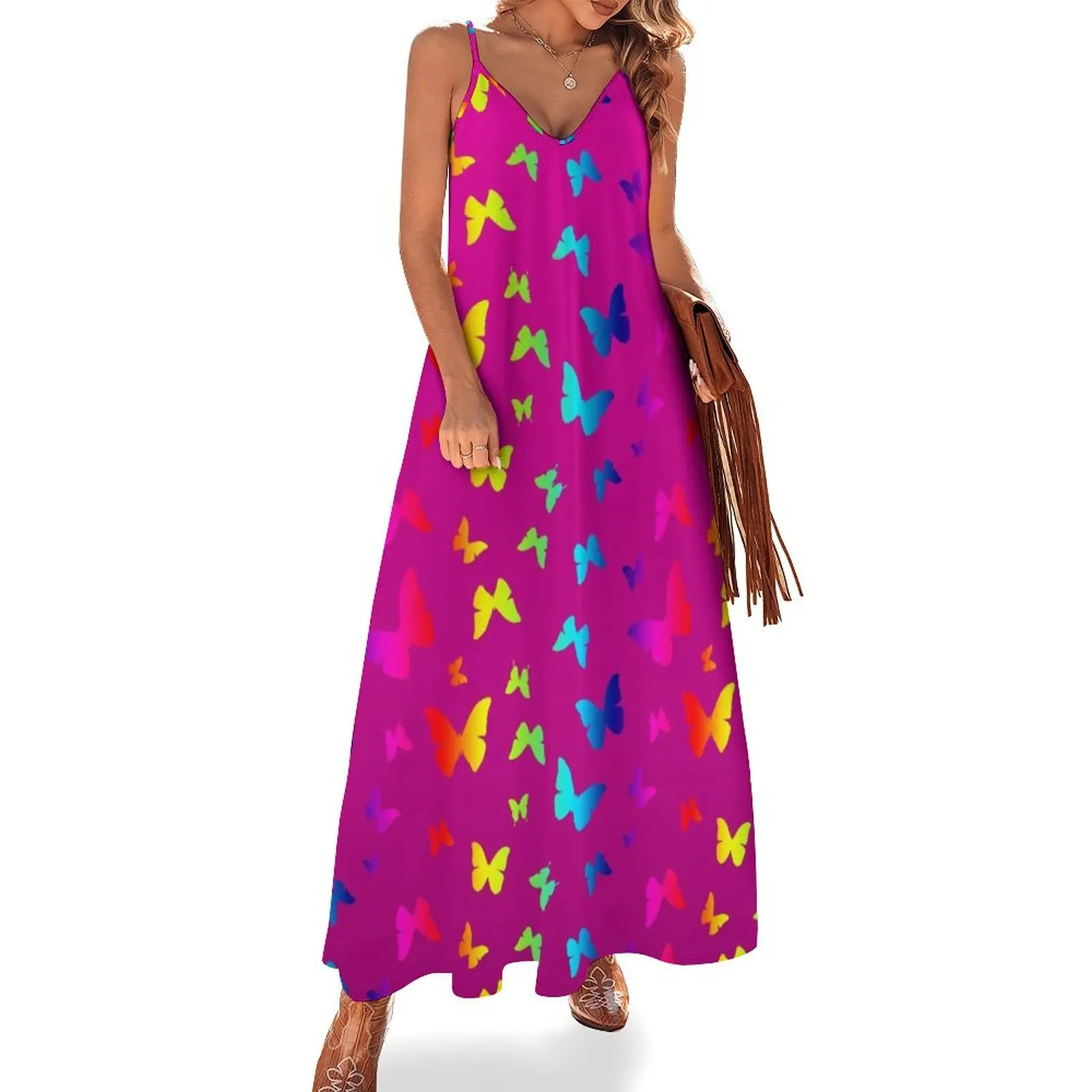 Beautiful Rainbow Butterfly Pattern with Gradient Pink background Sleeveless Dress women dresses Dress
Beautiful Rainbow Butterfly Pattern with Gradient Pink background Sleeveless Dress women dresses Dress