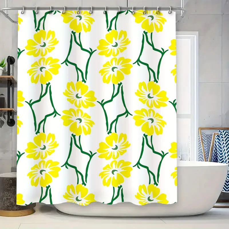 Занавеска для душа с цветочным принтом, яркий желтый цветочный дизайн для декора ванной комнаты, современный домашний декор, водонепроницаемая панель для занавески для душа с крючками
Занавеска для душа с цветочным принтом, яркий желтый цветочный дизайн для декора ванной комнаты, современный домашний декор, водонепроницаемая панель для занавески для душа с крючками