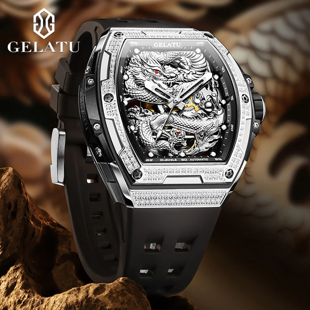 GELATU Dragon Dial Fashion Men Watch Automatic Movement Luminous Top Brand Luxury Sports Mechanical Watch Relogio Masculino
GELATU Dragon Dial Fashion Men Watch Automatic Movement Luminous Top Brand Luxury Sports Mechanical Watch Relogio Masculino