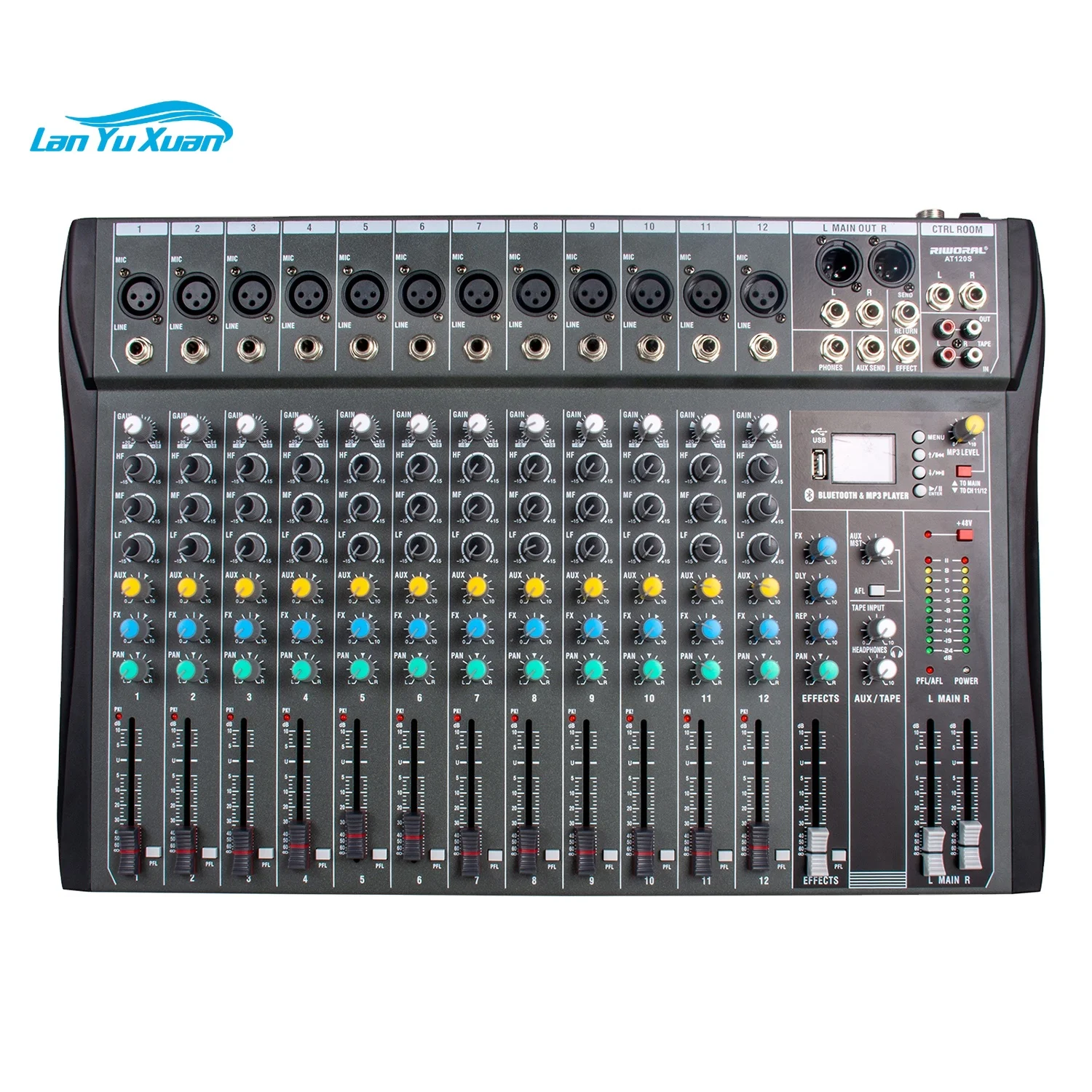 AT120S 12-Channel Wireless Audio Mixer DJ Equipment Console with USB Sound Board for Professional
AT120S 12-Channel Wireless Audio Mixer DJ Equipment Console with USB Sound Board for Professional