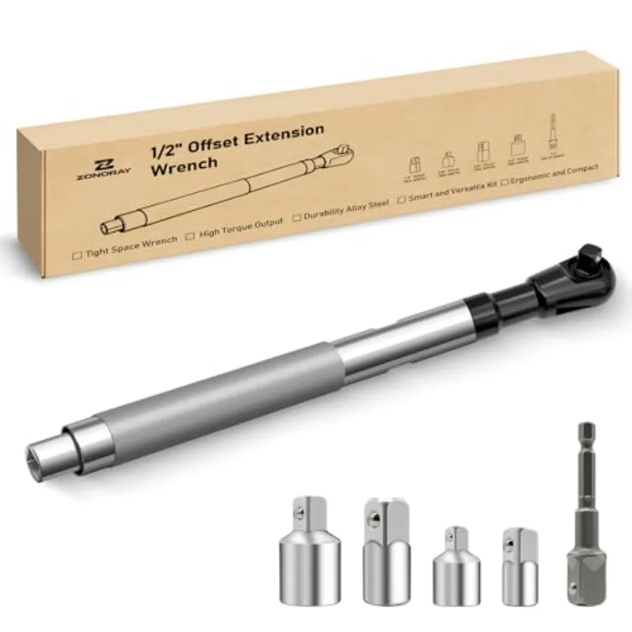 1/2" Offset Extension Wrench Impact Set for Electric with 3/8" and 1/4" Socket Adapter Offset Torque Ratchet Wrench Ratchet Ext
1/2" Offset Extension Wrench Impact Set for Electric with 3/8" and 1/4" Socket Adapter Offset Torque Ratchet Wrench Ratchet Ext