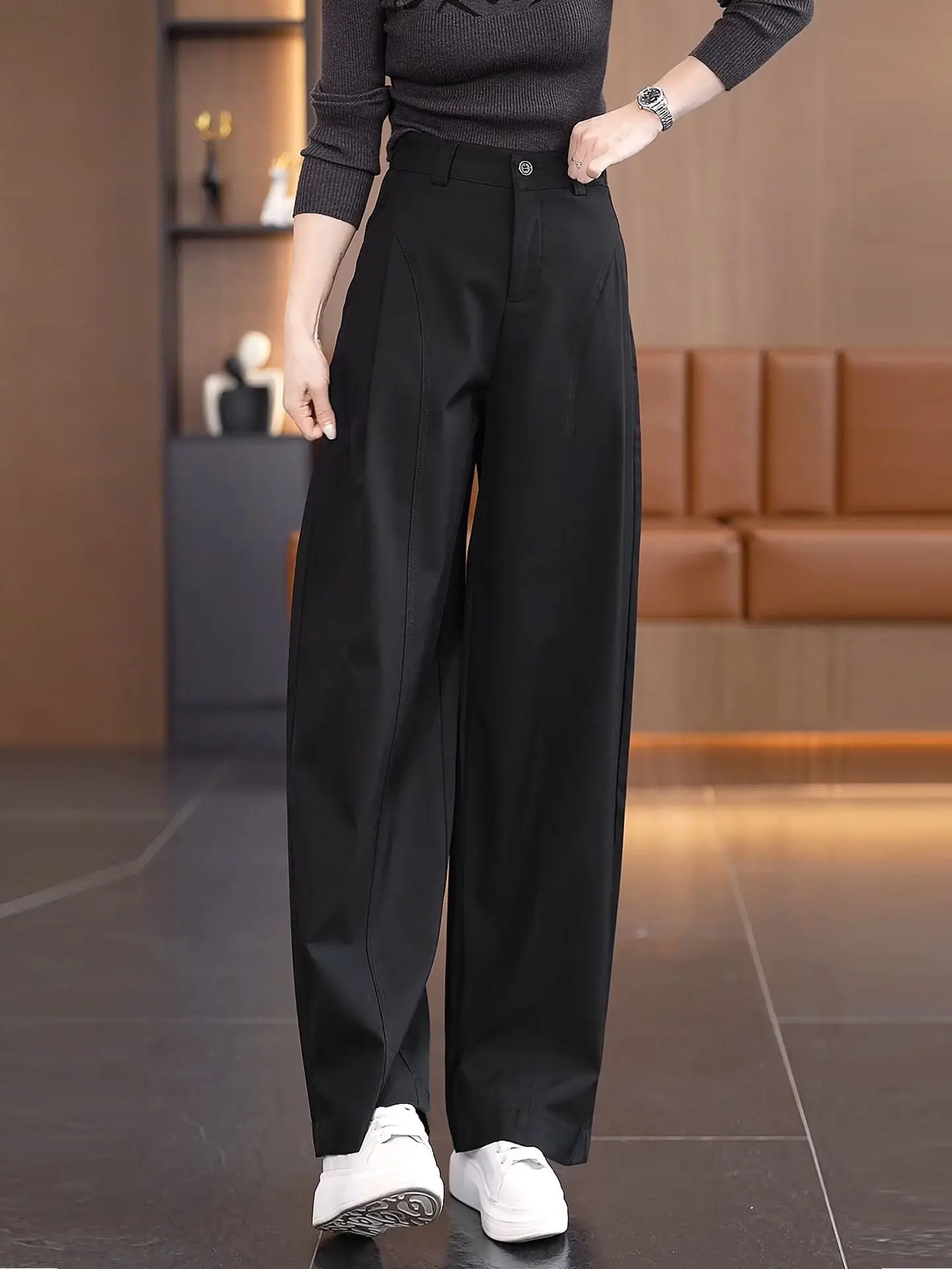 Black High Waist Straight Leg Pants Women's Summer Thin New Style 2026 Loose Fit Casual Bases Trousers Korean Style Commute
Black High Waist Straight Leg Pants Women's Summer Thin New Style 2026 Loose Fit Casual Bases Trousers Korean Style Commute