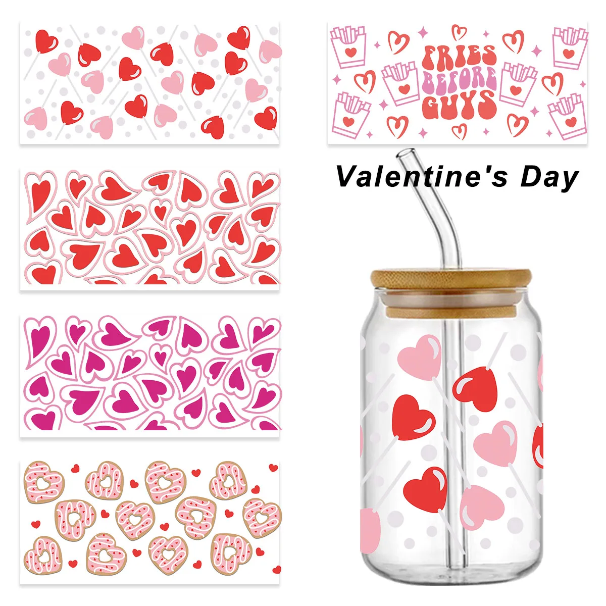 Valentine's Day hot selling design 3D uv dtf cup sleeve sticker Sweet girl theme 16OZ Libbey Glass Cups Wrap Transfer Stickers
Valentine's Day hot selling design 3D uv dtf cup sleeve sticker Sweet girl theme 16OZ Libbey Glass Cups Wrap Transfer Stickers