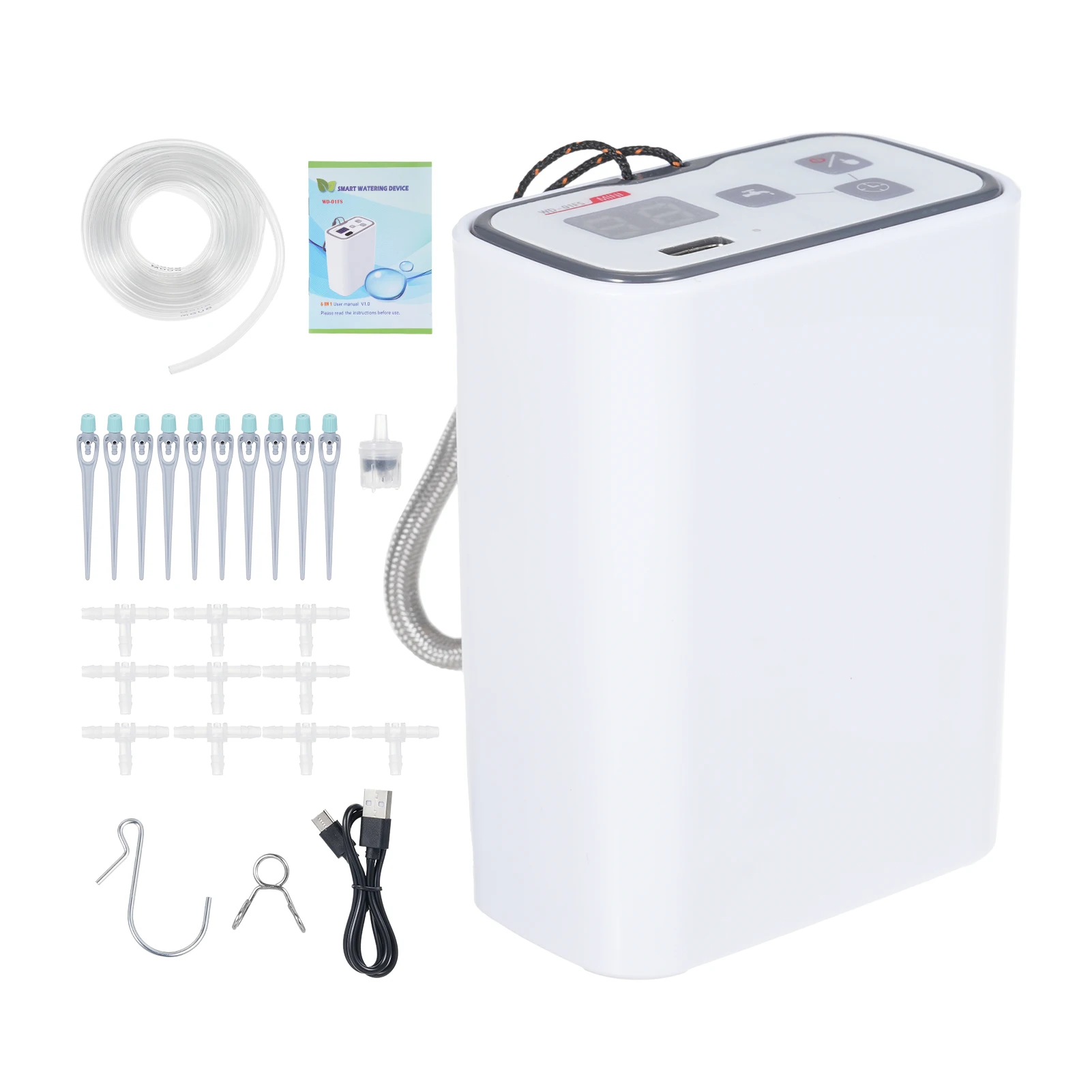 Rechargeable Automatic Watering System Programmable Timer with 6/10 Drip Arrows & 3-Way Connectors for Indoor/Outdoor Plants
Rechargeable Automatic Watering System Programmable Timer with 6/10 Drip Arrows & 3-Way Connectors for Indoor/Outdoor Plants