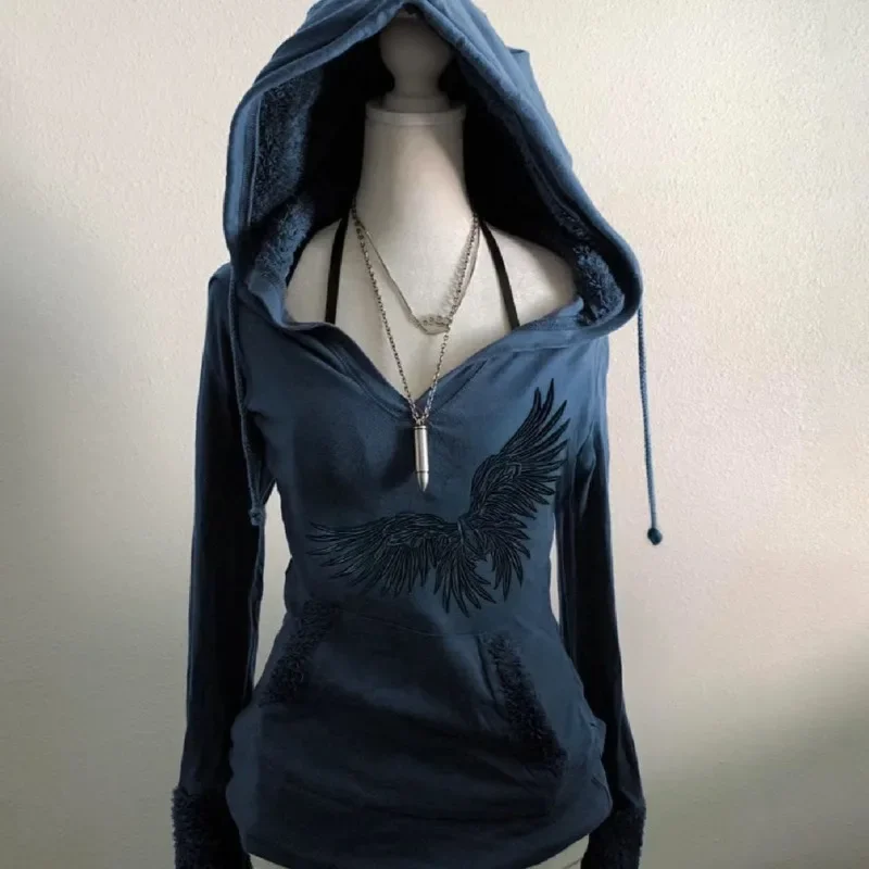 New Y2k American Retro Vintage Top Blue Lambhair Print Hooded Zipper Cardigan Jacket Sweatshirt Female Clothing
New Y2k American Retro Vintage Top Blue Lambhair Print Hooded Zipper Cardigan Jacket Sweatshirt Female Clothing
