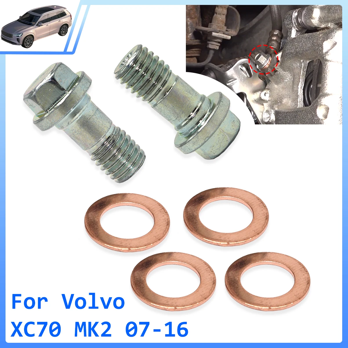 Left Rear Right Brake Caliper Hose Lines Banjo Fittings Bolts Copper Sealing Crush Washers Replacement For Volvo XC70 MK2 07-16
Left Rear Right Brake Caliper Hose Lines Banjo Fittings Bolts Copper Sealing Crush Washers Replacement For Volvo XC70 MK2 07-16