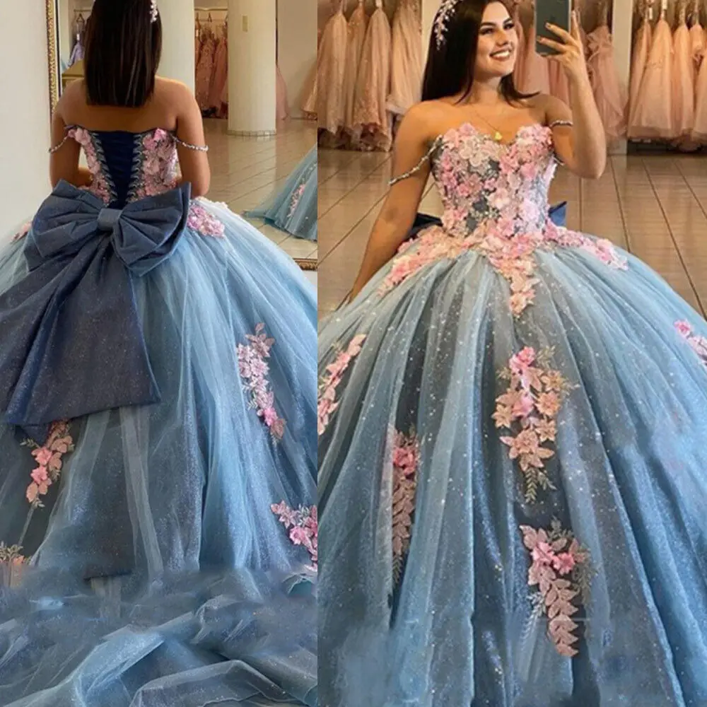 Elegant Quinceanera Dresses 3D Flowers Appliqued Bow Princess Ball Gown Prom Party Wear Sweet 16 Dress Vestidos Masquerade
Elegant Quinceanera Dresses 3D Flowers Appliqued Bow Princess Ball Gown Prom Party Wear Sweet 16 Dress Vestidos Masquerade