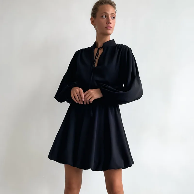 Tsiisd Women's Black Elegance Lace-Up Mini Dress Fashion V-Neck Casual High Waist Spring 2026 Party Evening Dress Female Dress
Tsiisd Women's Black Elegance Lace-Up Mini Dress Fashion V-Neck Casual High Waist Spring 2026 Party Evening Dress Female Dress