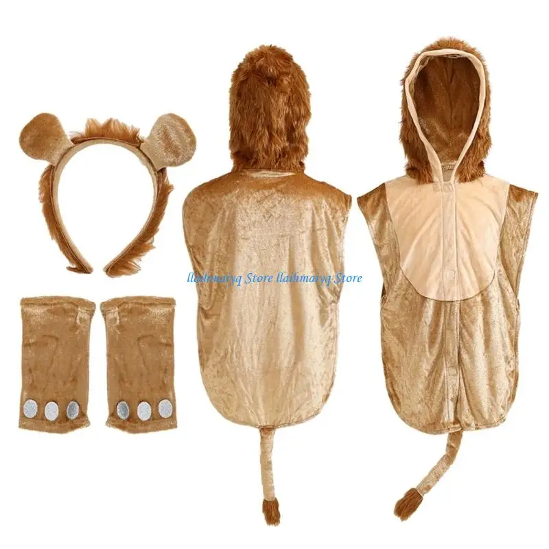 573B Lions Costume Lions Ears Headband Tail Jumupsuit Gloves 3 pcs Set
573B Lions Costume Lions Ears Headband Tail Jumupsuit Gloves 3 pcs Set