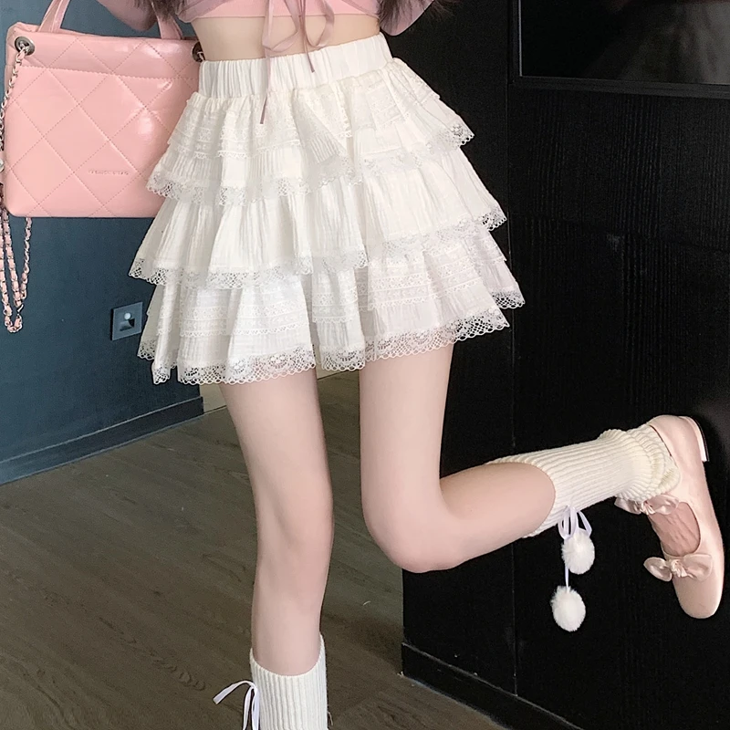 White Lace Puffy Cake Skirt f-length Women's Summer High-waist A-line ort Ballet Sle Skirt Commute Korean Version
White Lace Puffy Cake Skirt f-length Women's Summer High-waist A-line ort Ballet Sle Skirt Commute Korean Version