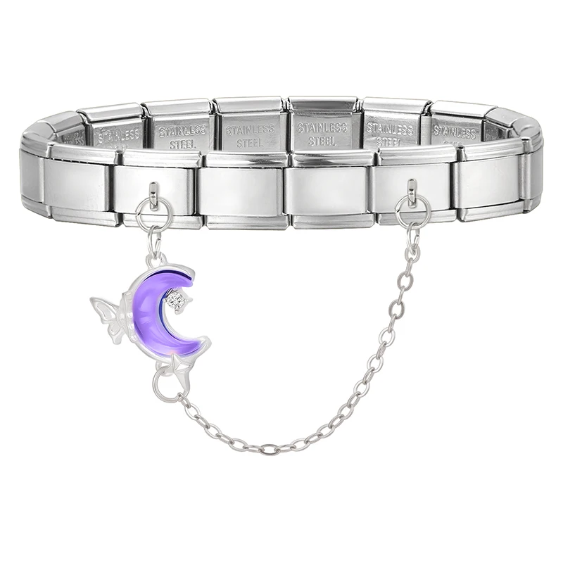 Crystal Zircon Moon Flower Devil's Wings Tassel Chain Italian Charm Links Fit 9MM Stainless Steel Bracelet DIY Making Jewelry
Crystal Zircon Moon Flower Devil's Wings Tassel Chain Italian Charm Links Fit 9MM Stainless Steel Bracelet DIY Making Jewelry