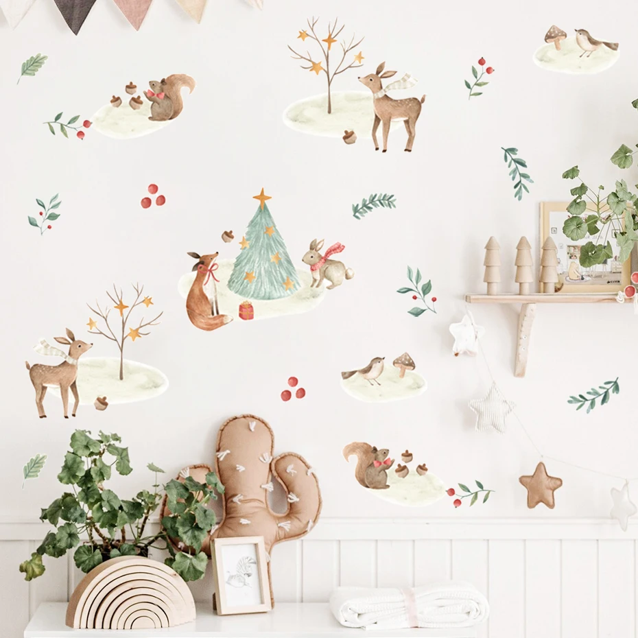Christmas Wall Sticker Cartoon Cute Animal Watercolor Nursery Stickers Wall Decals Art Print Kids Boys Room Interior Home Decor
Christmas Wall Sticker Cartoon Cute Animal Watercolor Nursery Stickers Wall Decals Art Print Kids Boys Room Interior Home Decor