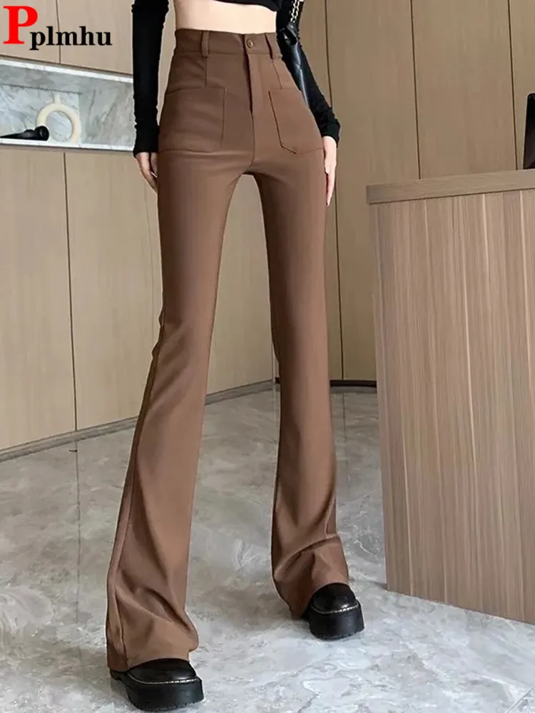 Brown Slim High Waist Flare Pants Casual Vintage Women Elegant Suit Pantalones Korean Fashion New Streetwear Spodnie
Brown Slim High Waist Flare Pants Casual Vintage Women Elegant Suit Pantalones Korean Fashion New Streetwear Spodnie