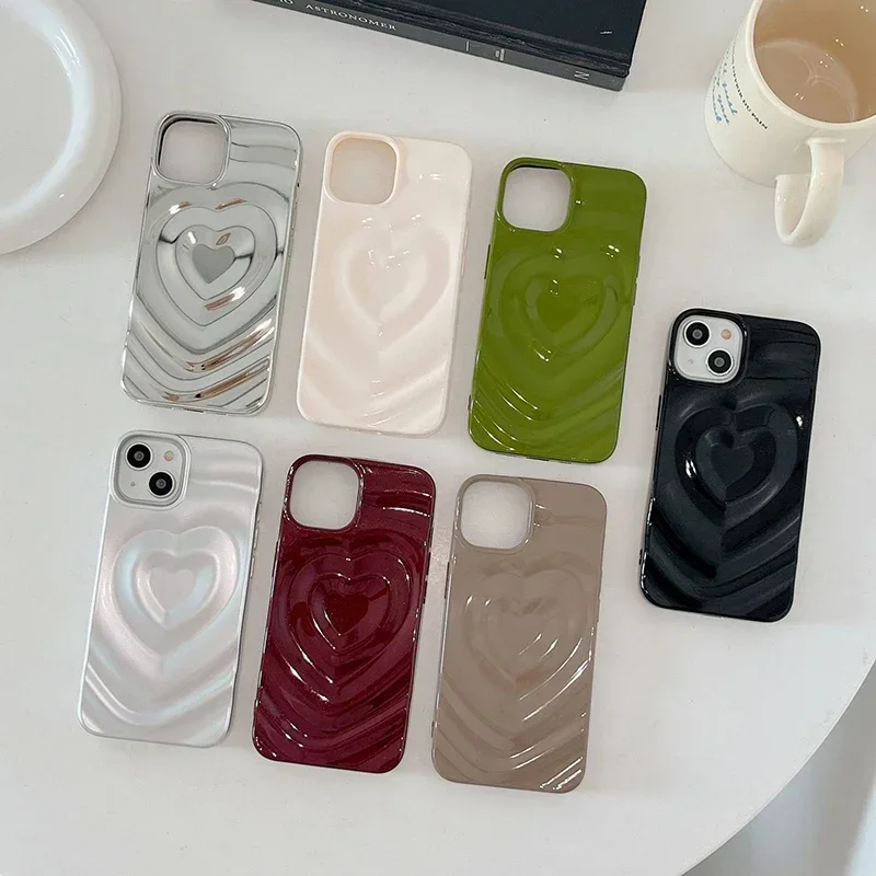 Luxury Electroplate Silver 3D Heart Water Ripple Phone Case for iPhone 14 13 12 11 Pro Max Cases Soft Silicone Shockproof Shell
Luxury Electroplate Silver 3D Heart Water Ripple Phone Case for iPhone 14 13 12 11 Pro Max Cases Soft Silicone Shockproof Shell