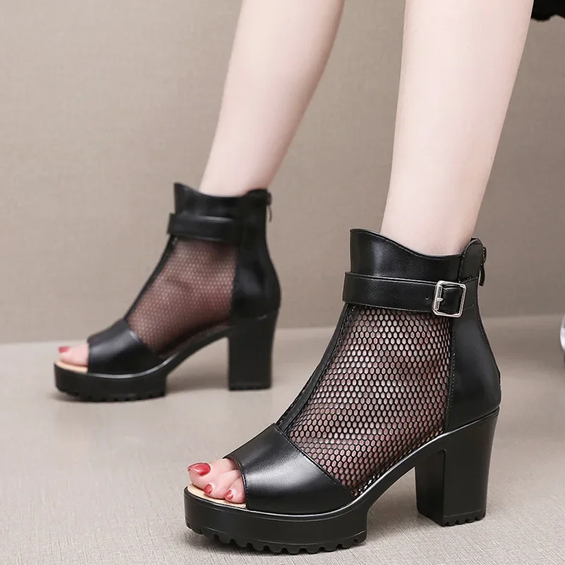 8CM Fish Mouth Mesh Women's Sandals Summer 2025 Platform Cut-Outs High Heel ZIP Women Shoes Offers Dress Peep Toe Black 32-43
8CM Fish Mouth Mesh Women's Sandals Summer 2025 Platform Cut-Outs High Heel ZIP Women Shoes Offers Dress Peep Toe Black 32-43