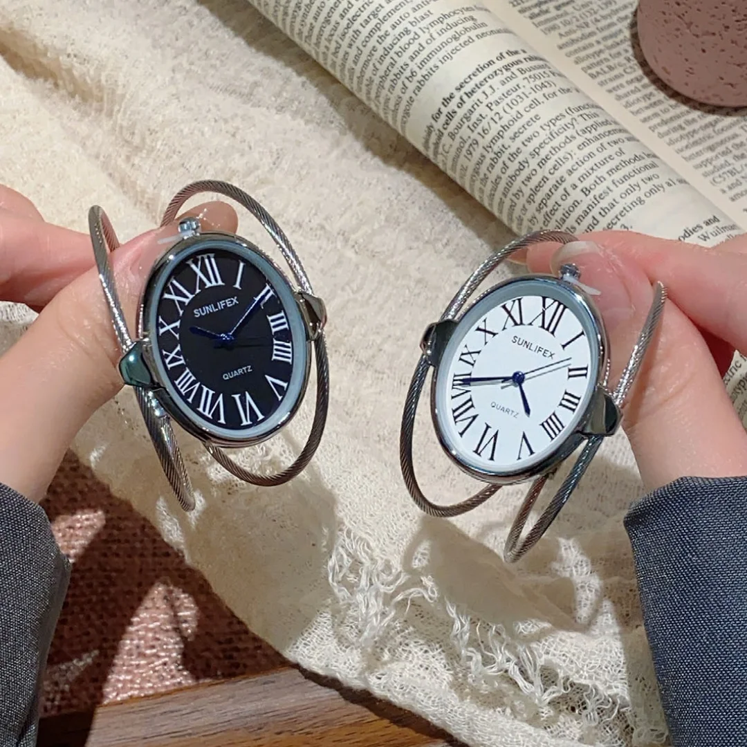 Sunlifex женские элегантные наручные часы-браслет кварцевые женские открытые браслеты модные серебряные часы часы с овальным циферблатом Relojes Mujer часы 
Sunlifex женские элегантные наручные часы-браслет кварцевые женские открытые браслеты модные серебряные часы часы с овальным циферблатом Relojes Mujer часы
