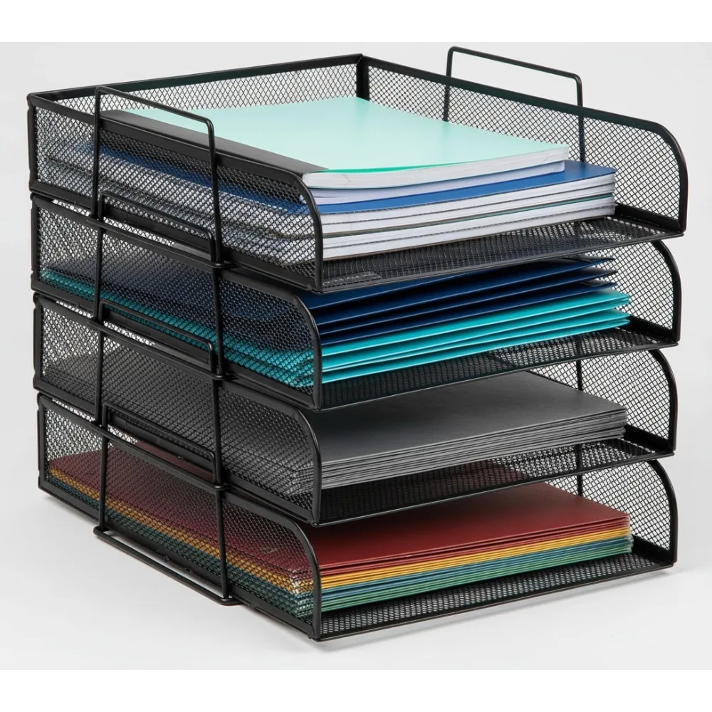 Штабелируемый лоток для бумаги с металлической сеткой, настольный органайзер для хранения офисных файлов, набор из 4 предметов, черный
Штабелируемый лоток для бумаги с металлической сеткой, настольный органайзер для хранения офисных файлов, набор из 4 предметов, черный