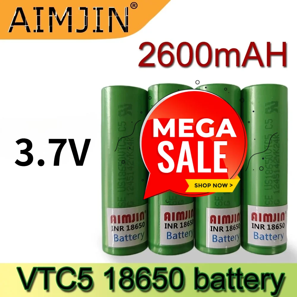 100% brand new VTC5 3.7V 2600mah Lithium Rechargeable 18650 Battery 30A Discharge for All Kinds of Electroni
100% brand new VTC5 3.7V 2600mah Lithium Rechargeable 18650 Battery 30A Discharge for All Kinds of Electroni