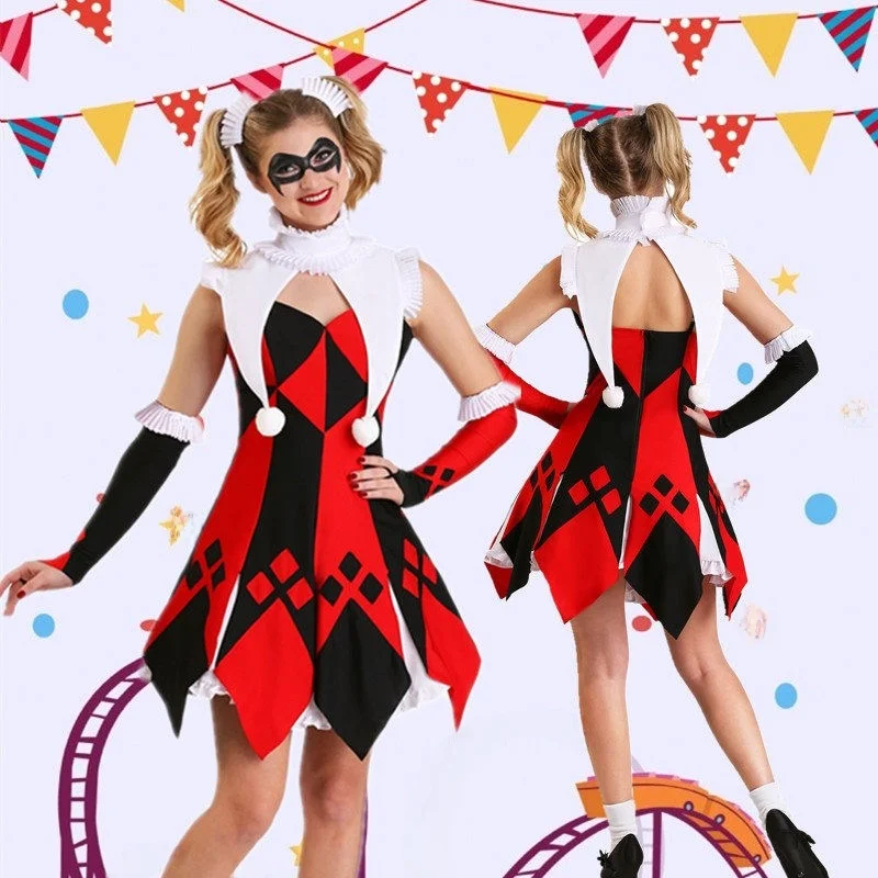 New Halloween Costume Women's Circus Thriller Set Clown Outfit Makeup Dance Performance Outfit Scary Attraction Costume
New Halloween Costume Women's Circus Thriller Set Clown Outfit Makeup Dance Performance Outfit Scary Attraction Costume