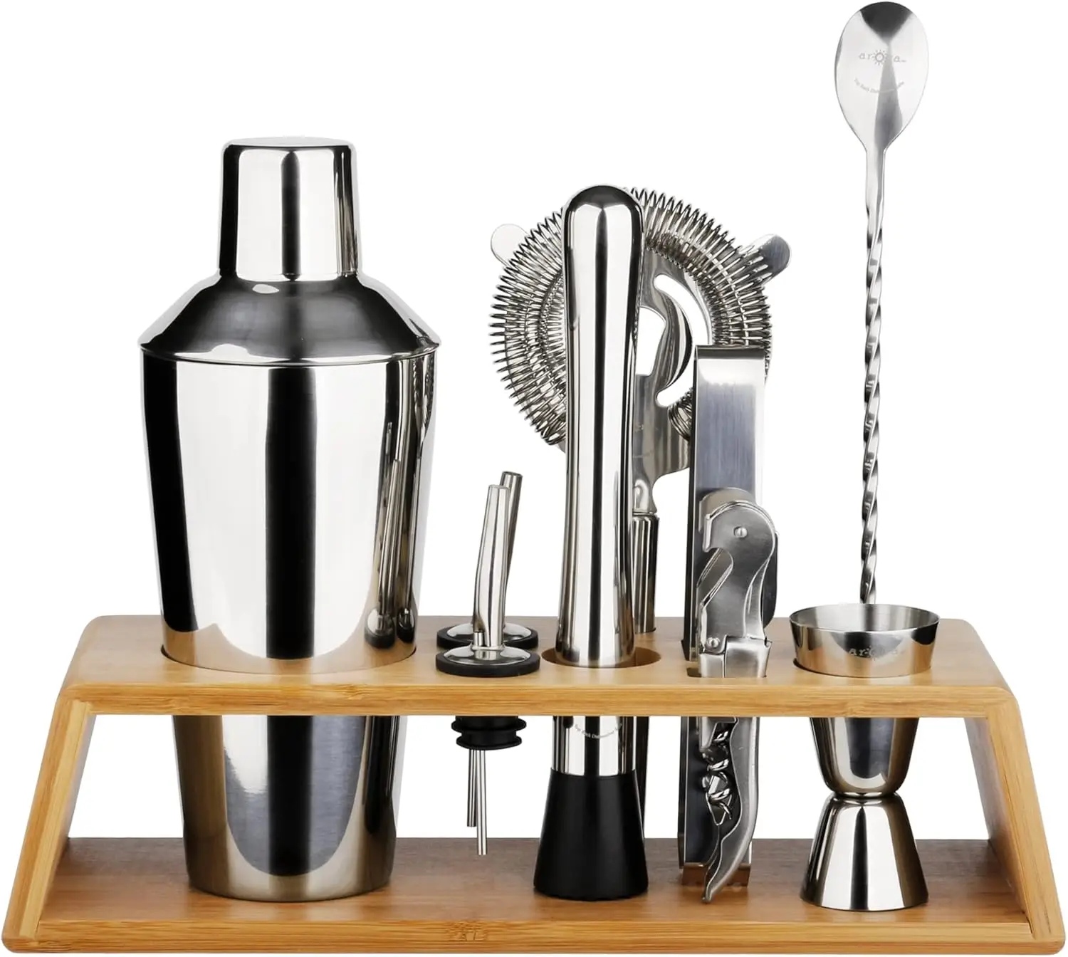 Набор для приготовления коктейлей из 10 предметов из нержавеющей стали с бамбуковой подставкой, идеально подходит для домашнего барменства и в качестве подарка
Набор для приготовления коктейлей из 10 предметов из нержавеющей стали с бамбуковой подставкой, идеально подходит для домашнего барменства и в качестве подарка