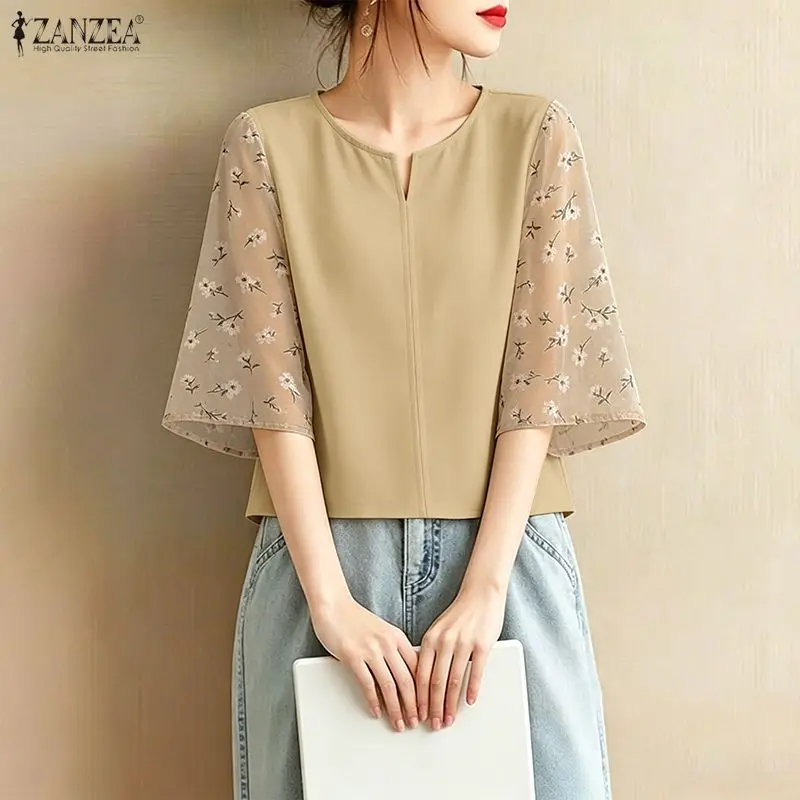 ZANZEA Women's Elegant Blouses V-Neck Floral Chiffon Patchwork 3/4 Sleeve Tops 2026 Summer Daily Casual Loose Blusas de Mujer
ZANZEA Women's Elegant Blouses V-Neck Floral Chiffon Patchwork 3/4 Sleeve Tops 2026 Summer Daily Casual Loose Blusas de Mujer